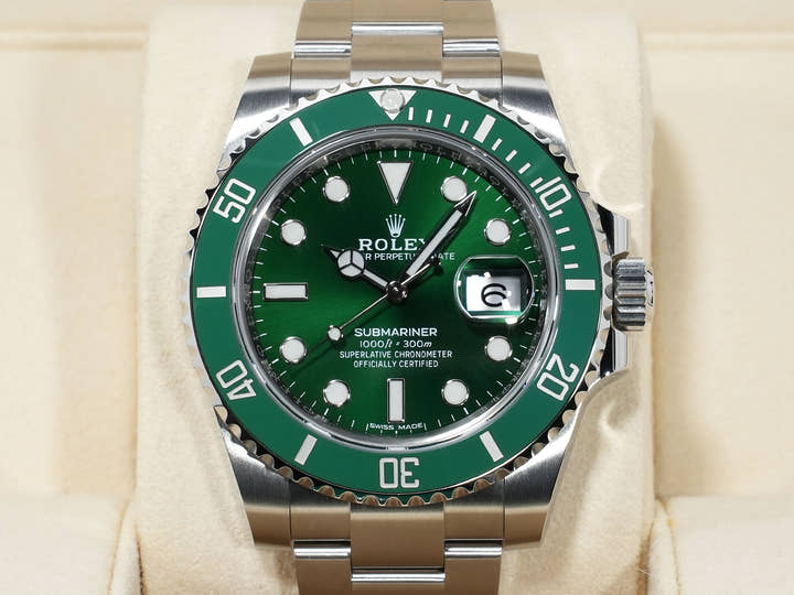 Pre-Owned Rolex Submariner Date Hulk 116610LV-0002 | 40mm Green Ceramic Bezel Green Dial Automatic Diver Watch, Used Good Condition