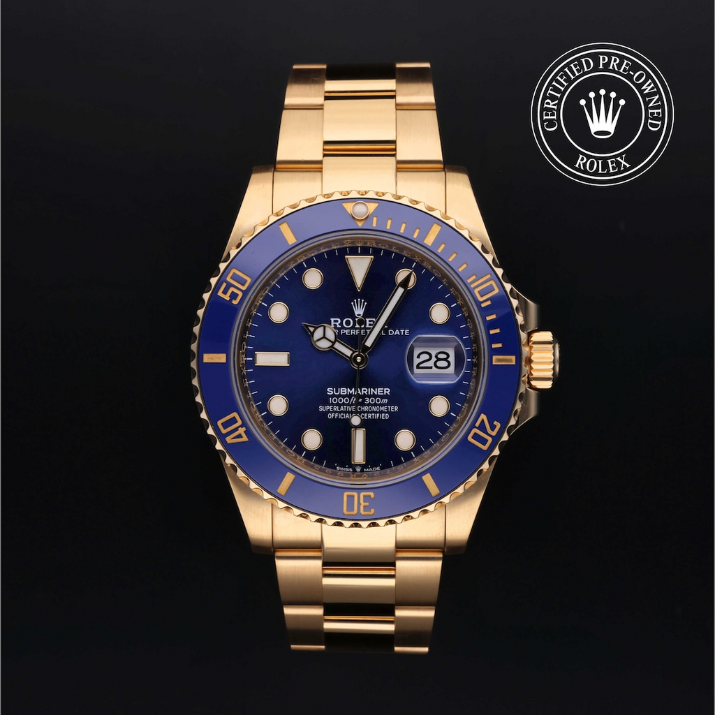 Pre-Owned Rolex Submariner Date 126618LB-0002 | 41mm Solid 18K Yellow Gold Blue Cerachrom Bezel Blue Sunburst Dial Cal.3235 Automatic Luxury Diver Watch, Used Good Condition