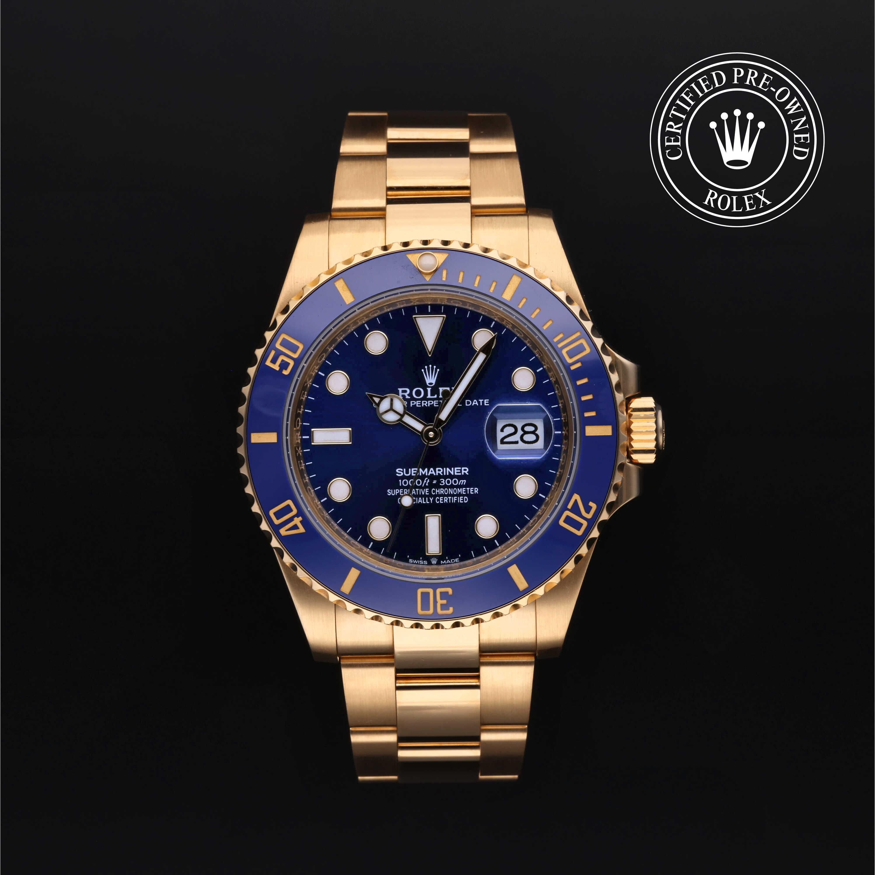 Pre-Owned Rolex Submariner Date 126618LB-0002 | 41mm Solid 18K Yellow Gold Blue Cerachrom Bezel Blue Sunburst Dial Cal.3235 Automatic Luxury Diver Watch, Used Good Condition