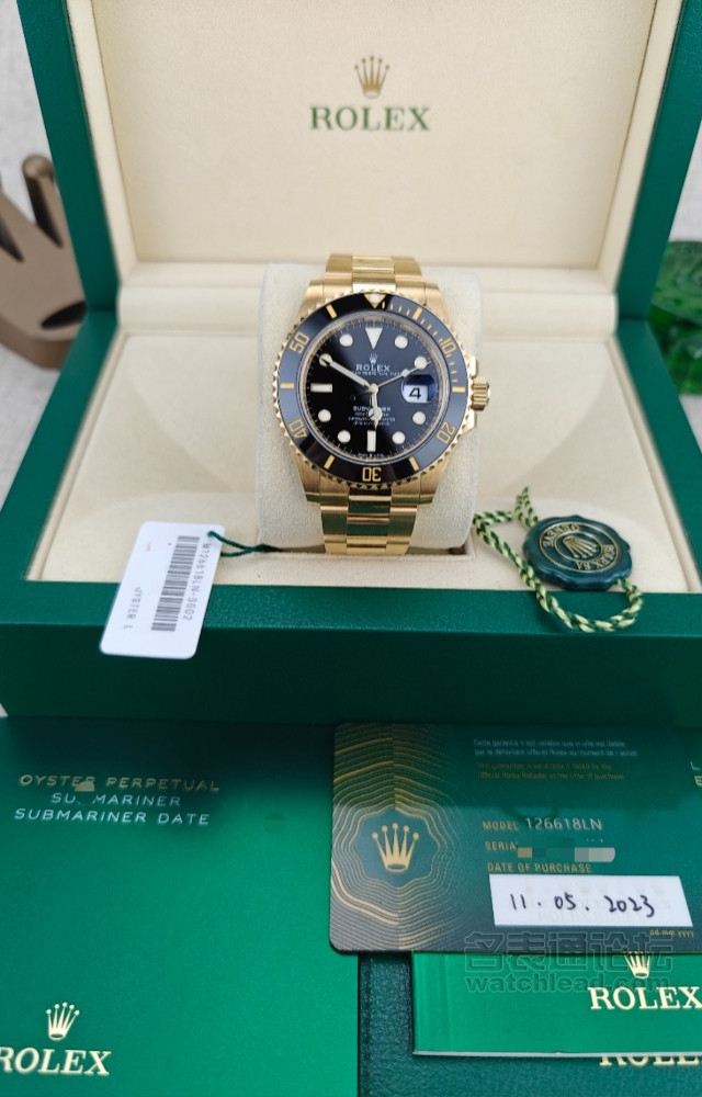 Pre-Owned Rolex Submariner Date 126618LN-0001 | 41mm Solid 18K Yellow Gold Black Cerachrom Bezel Black Dial Cal.3235 Automatic Luxury Diver Watch, Used Good Condition