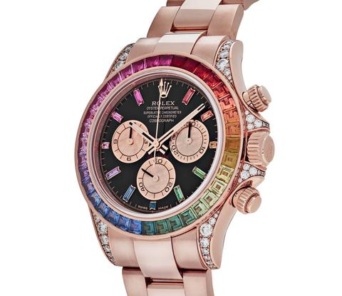 Pre-Owned Rolex Cosmograph Daytona 116595RBOW Everose Gold Rainbow Gradient Sapphire Bezel Factory Diamond Set Lugs Black Dial Cal.4130 Automatic Chronograph | Rainbow Daytona