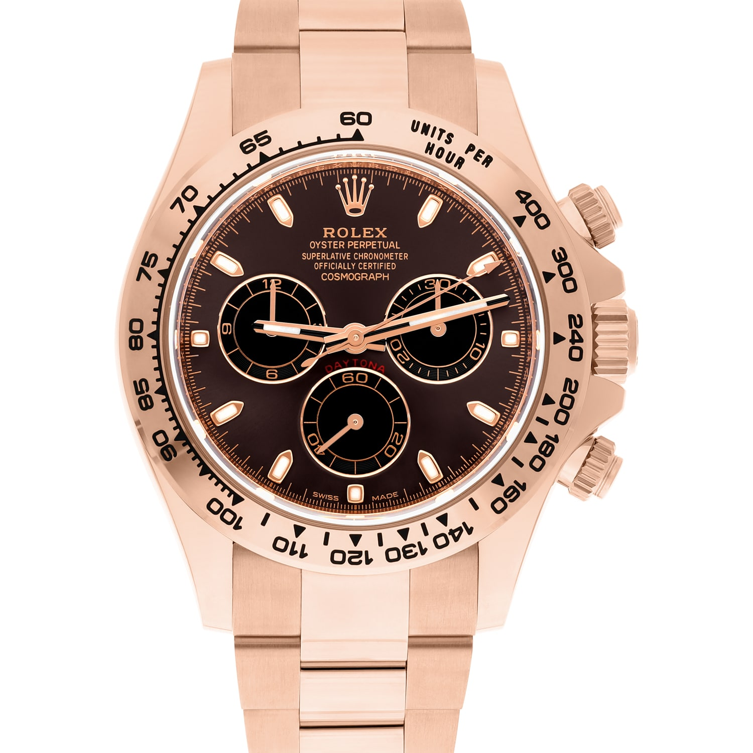 Pre-Owned Rolex Cosmograph Daytona 116505-0001 Full 18K Everose Rose Gold Black Chocolate Dial Engraved Tachymeter Bezel Oyster Bracelet Cal.4130 Automatic Chronograph Watch | Full RG Black Dial Daytona