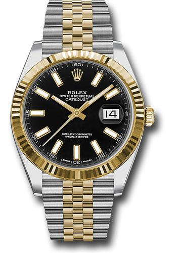 Pre-Owned Rolex Datejust 41 Ref.126333 Yellow Rolesor Fluted Gold Bezel Black Dial Jubilee Bracelet