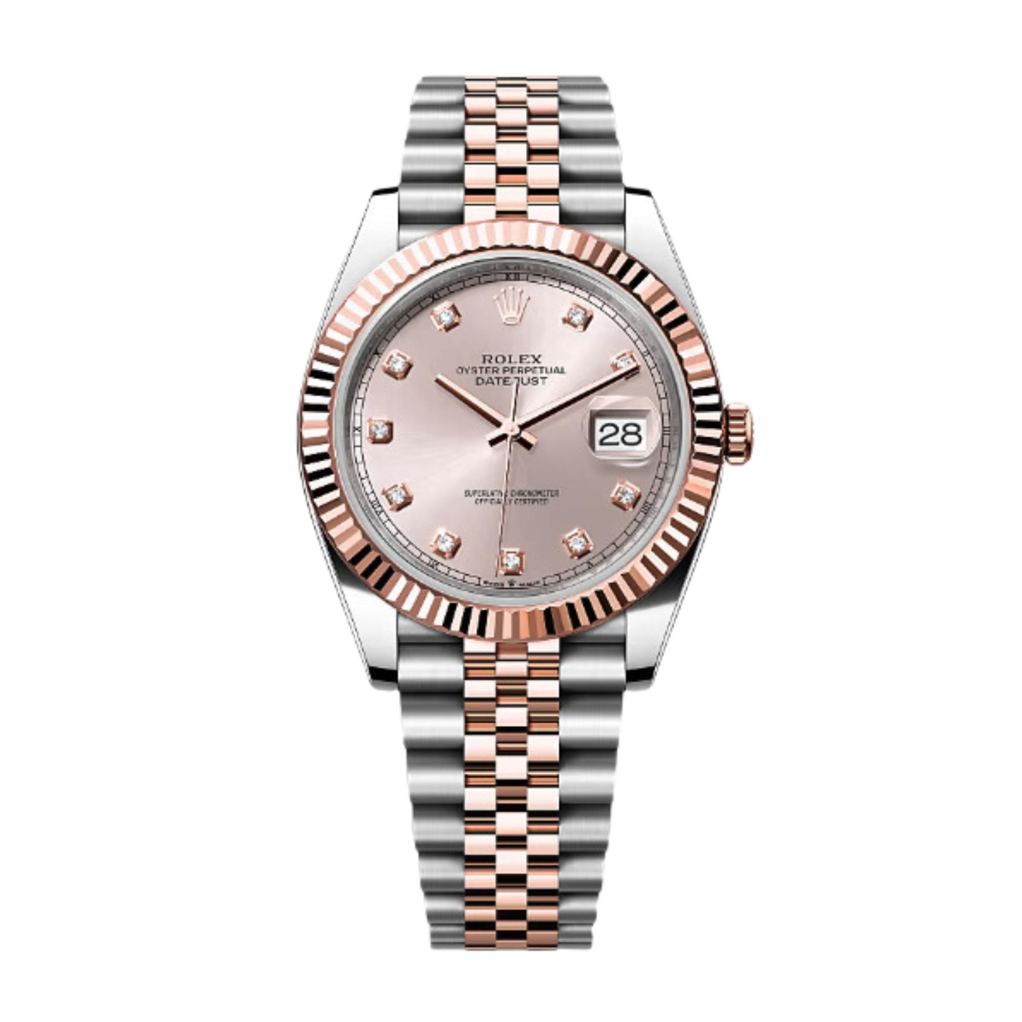 Pre-Owned Rolex Datejust 41 Ref.126331 Everose Rolesor Pink Sundust Dial Jubilee Bracelet