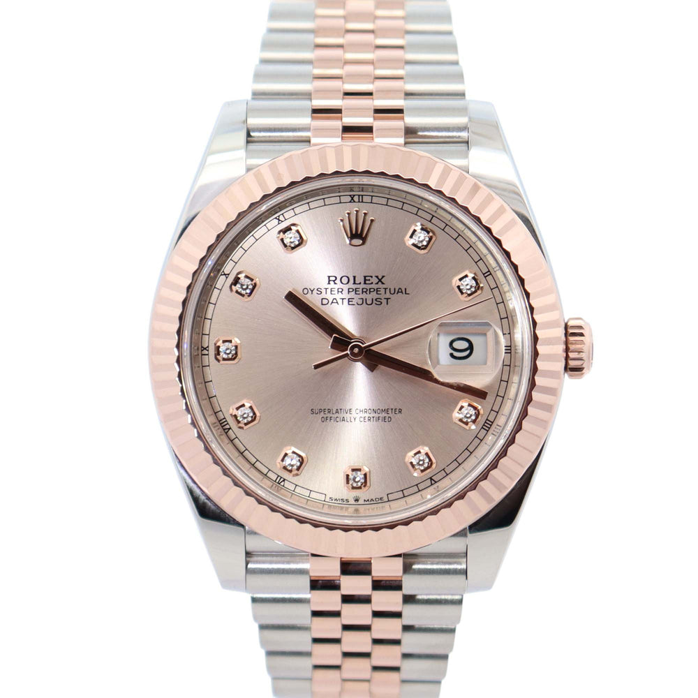 Pre-Owned Rolex Datejust 41 Ref.126331 Everose Rolesor Pink Sundust Dial Jubilee Bracelet