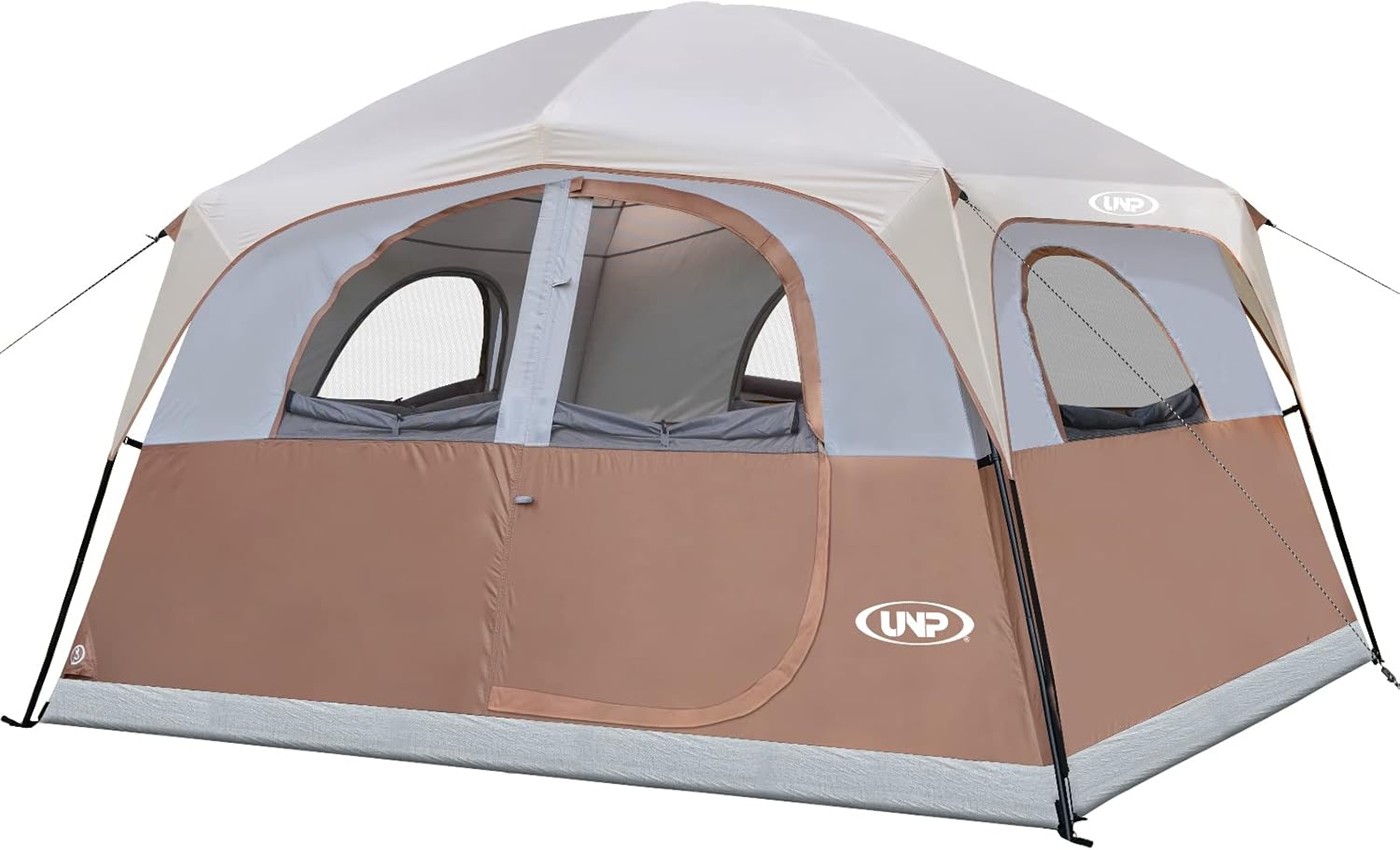 6 Person Waterproof Windproof Easy Setup Tent, Double Layer Family Camping Tent with 1 Mesh Door & 5 Large Mesh Windows - 10'X9'X78in(H)