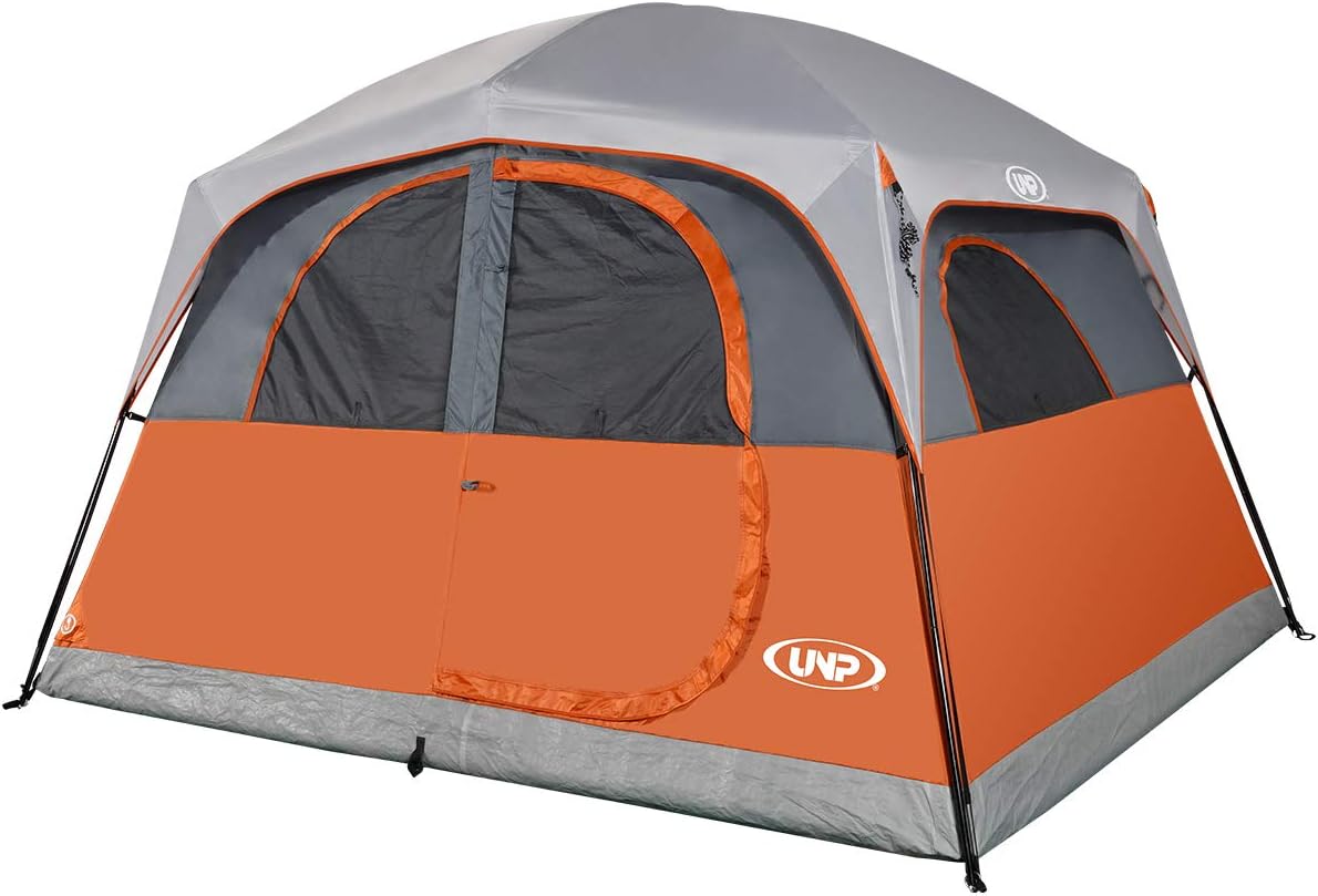 6 Person Waterproof Windproof Easy Setup Tent, Double Layer Family Camping Tent with 1 Mesh Door & 5 Large Mesh Windows - 10'X9'X78in(H)