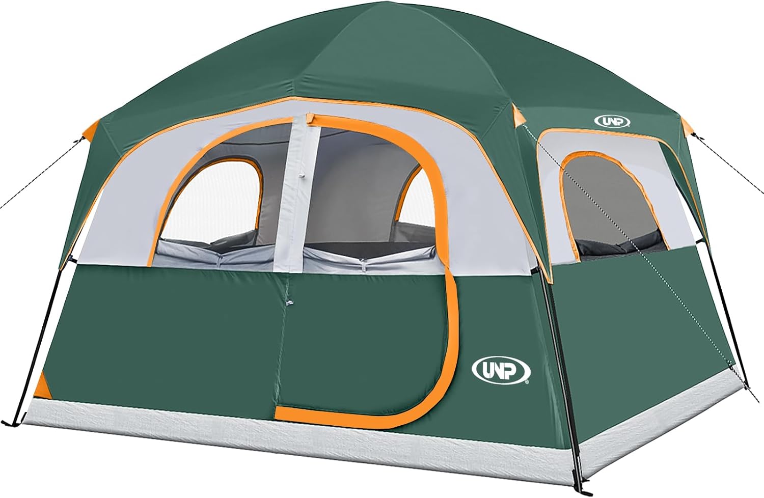6 Person Waterproof Windproof Easy Setup Tent, Double Layer Family Camping Tent with 1 Mesh Door & 5 Large Mesh Windows - 10'X9'X78in(H)