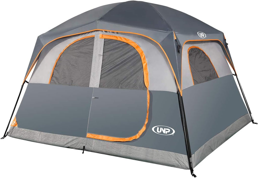 6 Person Waterproof Windproof Easy Setup Tent, Double Layer Family Camping Tent with 1 Mesh Door & 5 Large Mesh Windows - 10'X9'X78in(H)