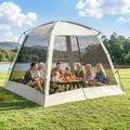 8 × 8ft Camping Screen Tent for 6-8 People, Easy Setup House Tent with 8 Ground Stakes & 4 Windproof Ropes, Portable Screened Canopy with Mosquito Net for Outdoor, Patios, Backyard, Beige