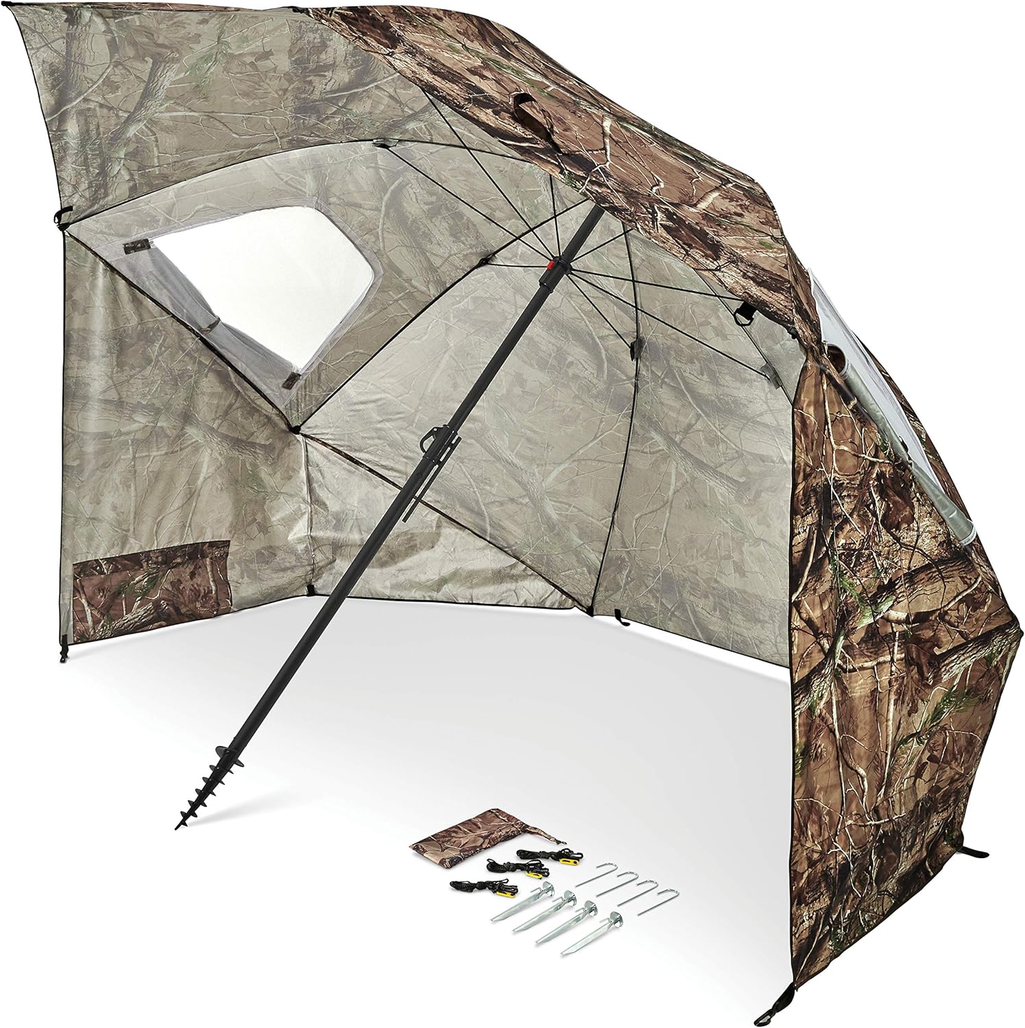UPF 50+ Umbrella Shelter with Patented Side Panels & Tilt Mechanism, Heavy-Duty 1.25 Inch Center Pole, Auger Anchor for Sand & Grass